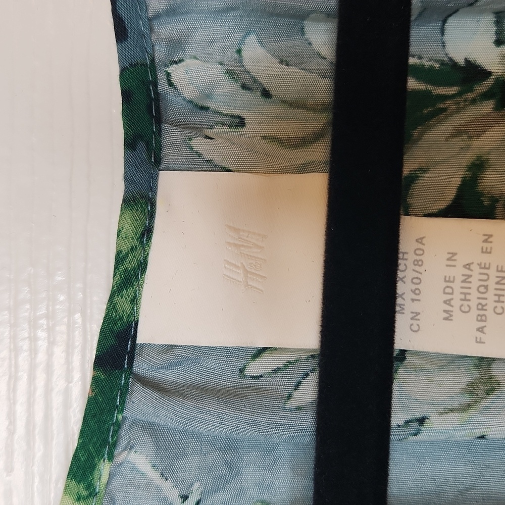 H&M Turquoise Green Floral Drop Waist Raglan Sleeve Dress Size XS - Picture 7 of 11